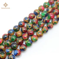 natural cloisonne beads gold blue red purple colorful round spacer loose stone beads for jewelry diy making bracelet 15 4 10mm