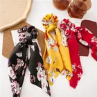 2021 Новые резинки с цветами длинные стринги с бантом шарф для женщин милые резинки для волос для девочек модные аксессуары для волос головной убор