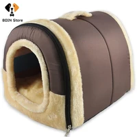 indoor dog house soft cozy dog cave bed foldable removable warm house nest with mat for small medium cats animals kennel