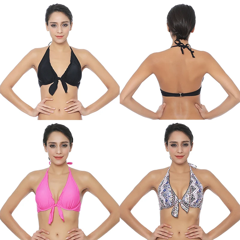 Женский купальник бикини однотонный с принтом бандажный пляжный Спортивный