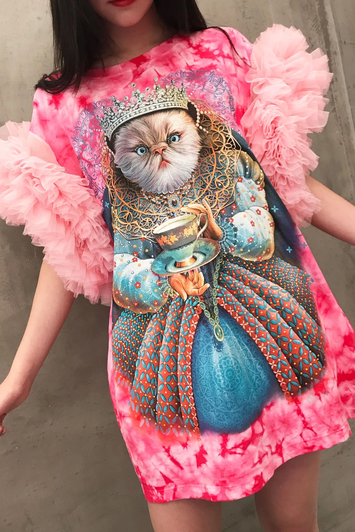 

Kawaii Pink Sequin T Shirt Women Patchwork Mesh Sleeve Plus Size Pullovers Irregular 2020 New Summer Top Tees Luxury SA402S30