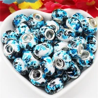10pcs new color flower art resin murano large hole european spacer beads for women girls diy jewelry crafts fit pandora bracelet