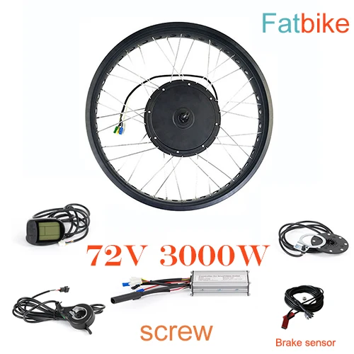 170mm 20inch brake 72 в 3000 Вт Электрический Fat Bike DC контроллер бесщеточный мотор контроллер конверсионный комплект 20 26 дюймов Fatbike Мотор колеса снегоход - Цвет: 170mm 20inch brake