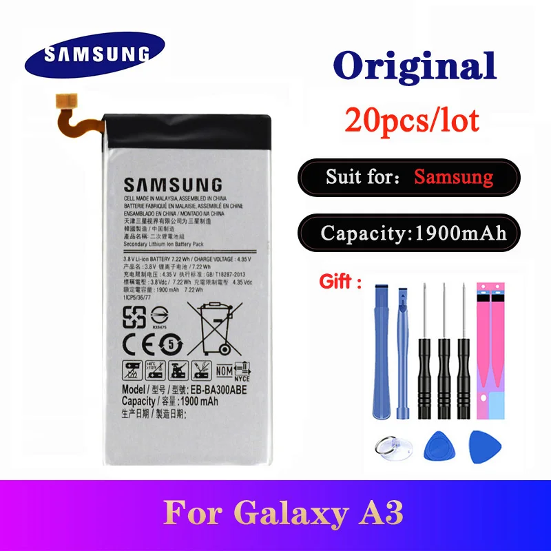 

20pcs/lot Battery EB-BA300ABE For Samsung Galaxy A3 A300 SM-A300F SM-A300FU Original Bateria +Free Tools 1900mAh In Stock