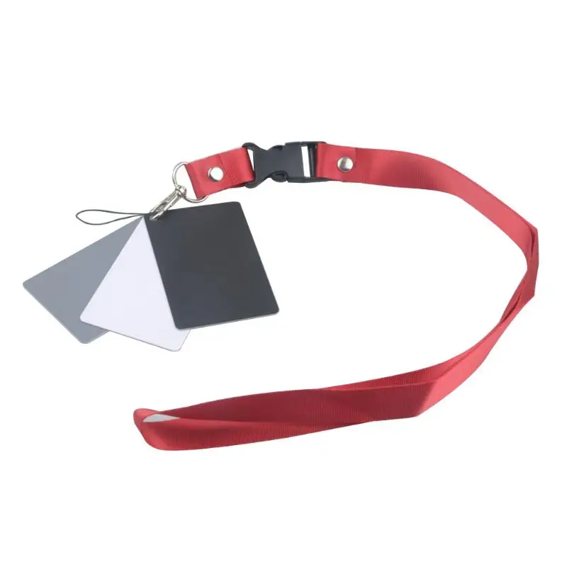 

3 in 1 White Black Grey Balance Cards 18 Degree Gray Card S Size with Neck Strap Photography Accessories for Digital Cameras