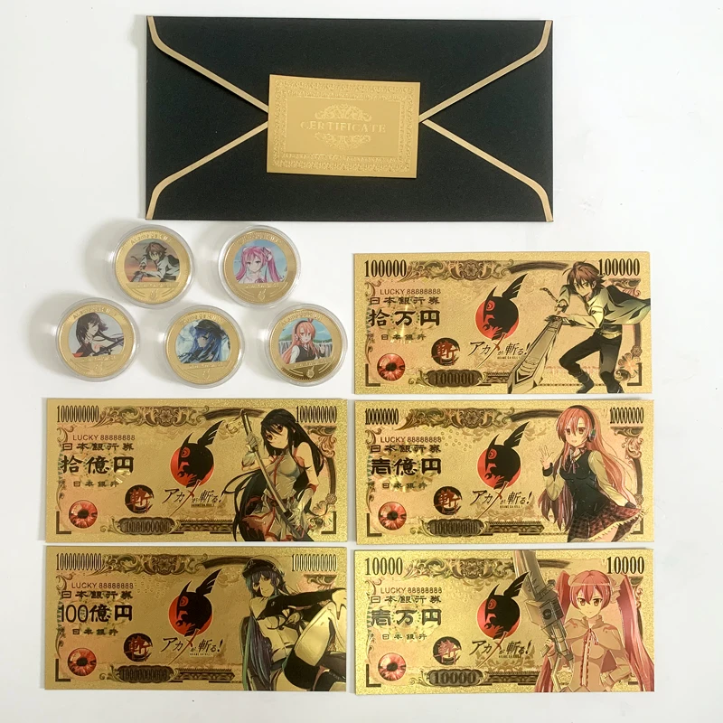 Japanese Anime Gold Foil Banknote Akame-Ga-Kill Challenge Coin Souvenir Home Decoration Birthday Christmas Gift for Kids | Дом и сад