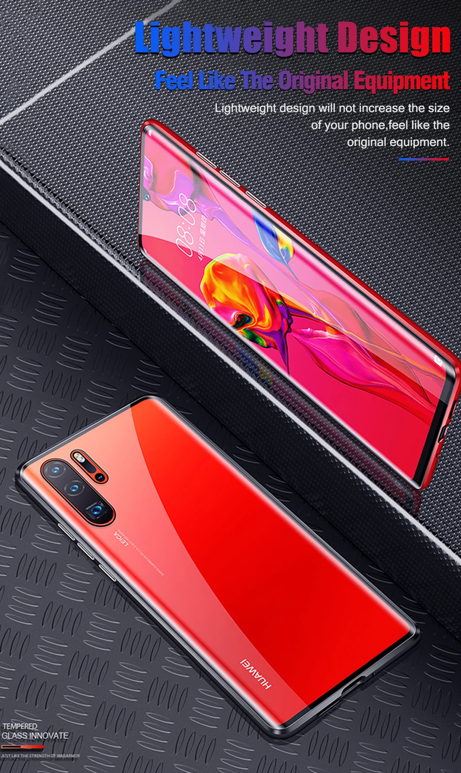 Магнитный адсорбционный металлический чехол для huawei P30 чехол для телефона Lite прозрачное закаленное стекло магнит чехол для huawei P30 Pro P30 Shell