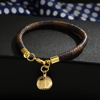 vintage round pendant chain link leather bracelets men women brand jewelry trendy sporty charm bracelets pulsera