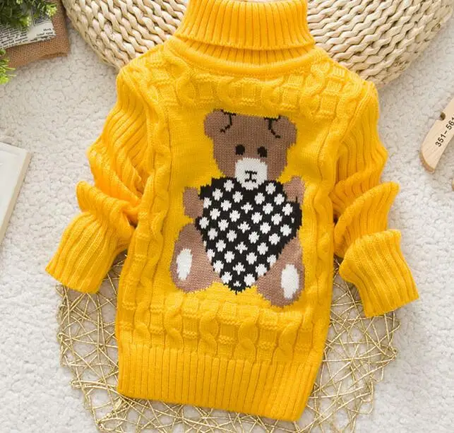 orange bear MERI AMMI/Одежда для мальчиков и девочек; зимняя теплая водолазка с длинными рукавами; трикотажные толстовки с рисунком медведя для детей 2-9 лет; J722 - Цвет: orange bear