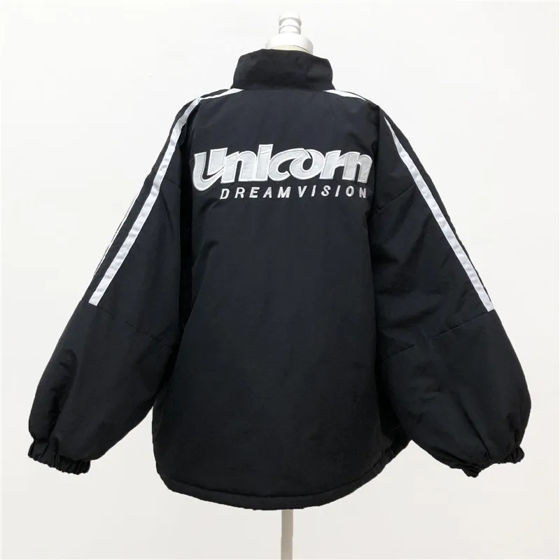 2020 New Girl Retro College Style Loose Casual Wind Side Strip Sports Windbreaker Jacket Autumn