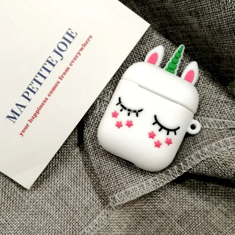 Whitehorse Для AirPods чехол с милым 3D рисунком из мультфильма чехол для наушников для Apple Airpods 2 мягкий силиконовый защитный чехол - Цвет: Whitehorse