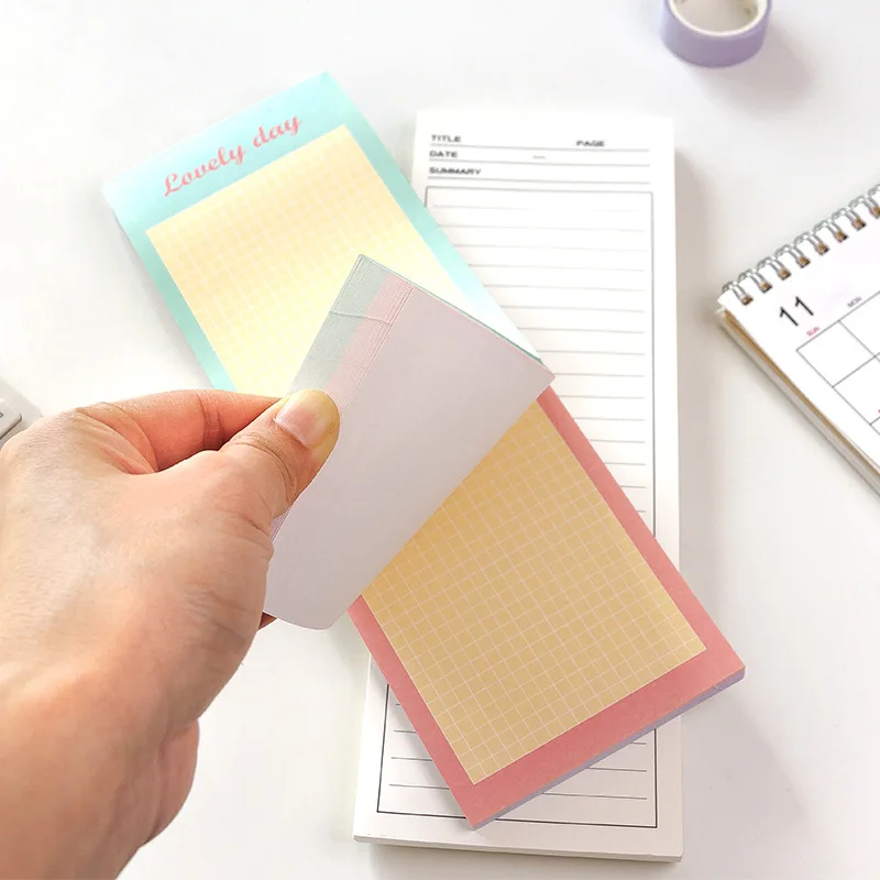90PCS Simple Long Note Paper Diary Notebook Loose-Leaf Memo Pad Student Tearable Message School Stationery | Канцтовары для офиса