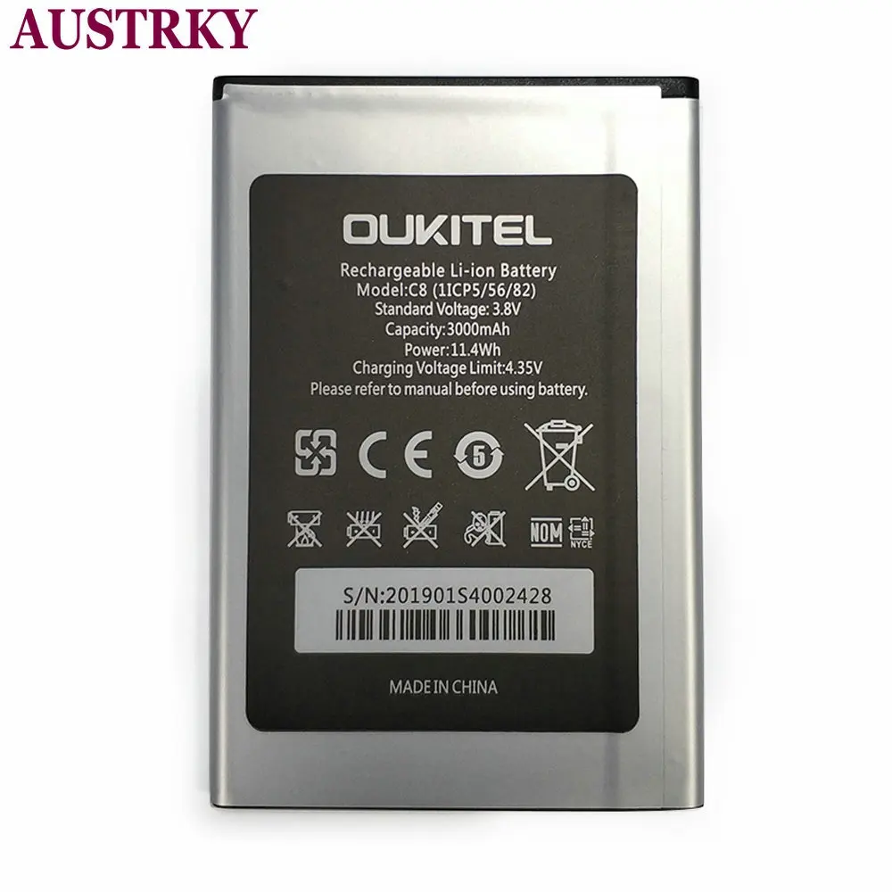 Сменный аккумулятор C8 на 3000 мАч для сотового телефона OUKITEL оригинальные сменные