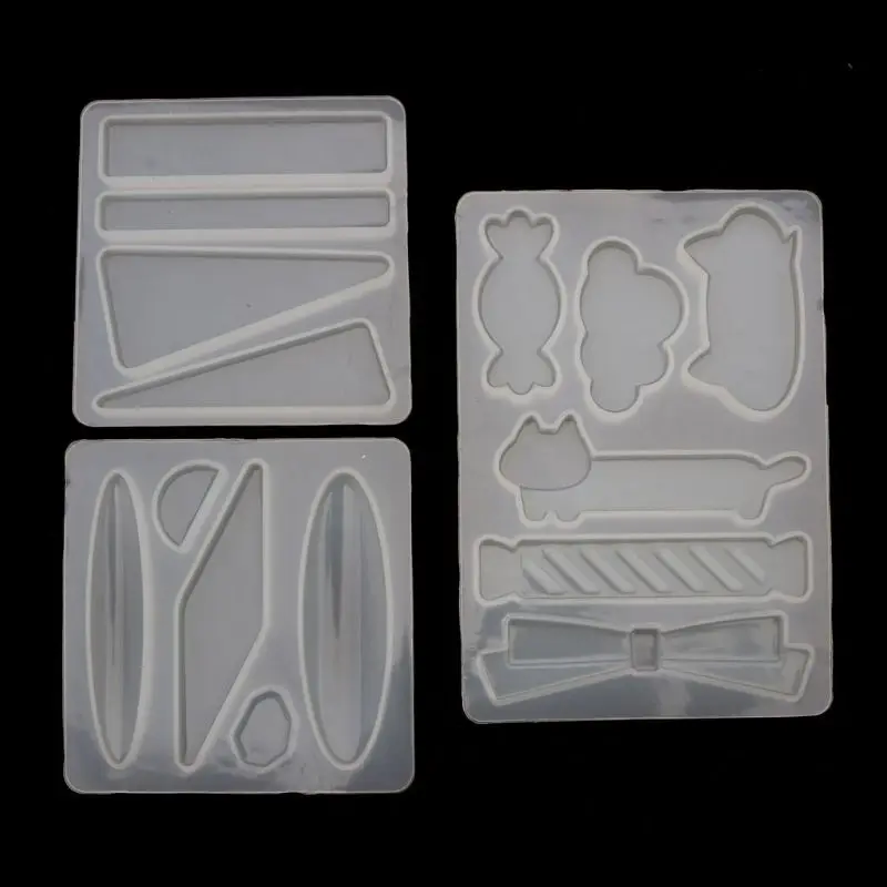 

Handmade Acrylic Resin Hair Barrettes Resin Mold Geometric Shape Alligator Hair Clips UV Epoxy Resin Mold Jewelry Tools G2AF