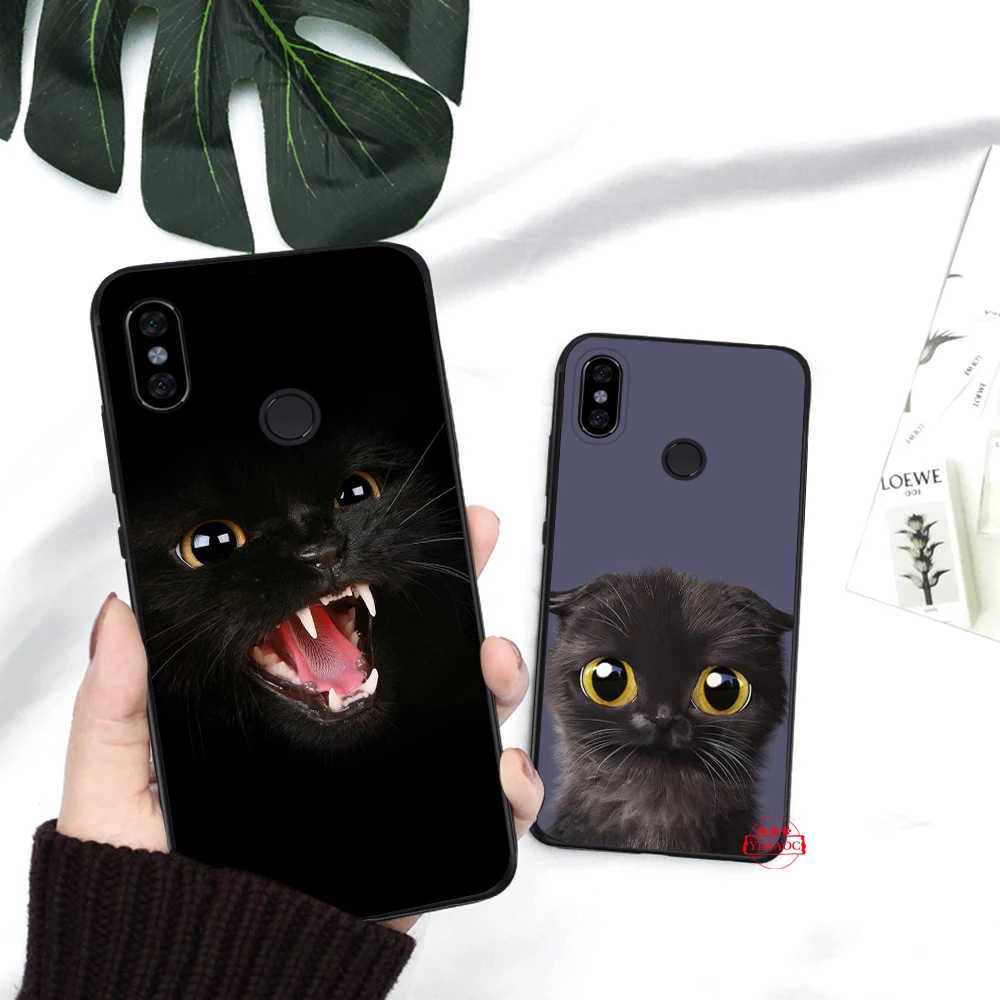 Black Cat Staring Eye On Silicone Case for Redmi Note 4X 5 Pro 6 5A Prime 7 8 |