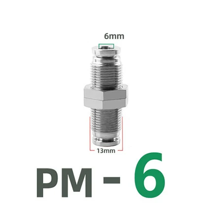 

Металлический пневматический соединитель PM из нержавеющей стали 304, быстроразъемный СОЕДИНИТЕЛЬ 4, 6, 8, 10, 12, 16 мм, соединитель для шланга трахеи