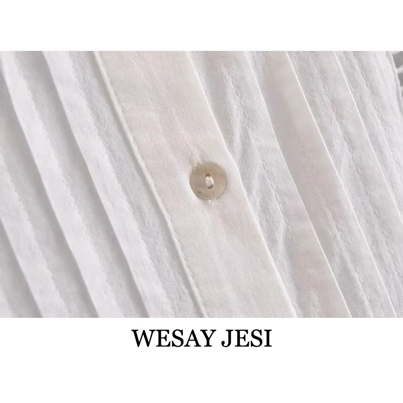 

WESAY JESI 2021 Summer Women's Top Hollow Embroidery Pure Color Single-breasted Long Sleeve Top Fashion Elegant Commuter Shirt