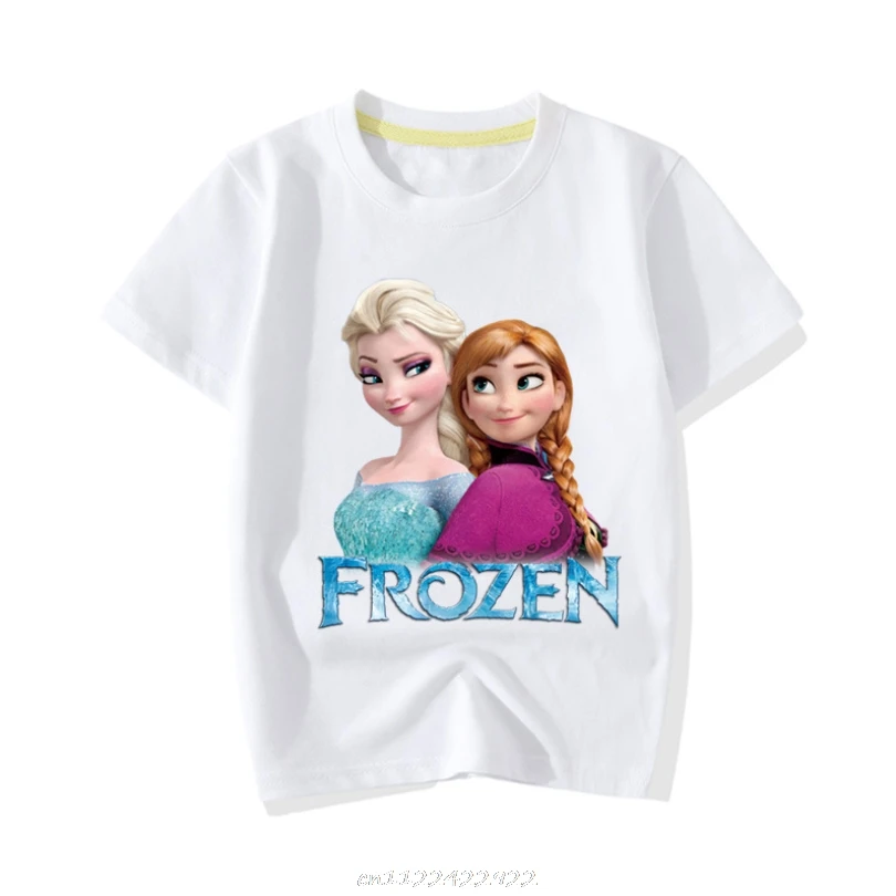 Disney Новый Kawaii игры Футболка с изображением Анны и Эльзы для детей милая Летняя