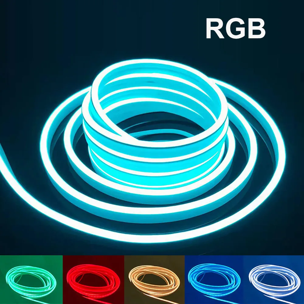 Tira de luces Led de neón RGB, 6mm, 12V, Flexible, DIY, forma de barra de neón, resistente al agua, SMD 2835, 108Led/m para decoración del hogar