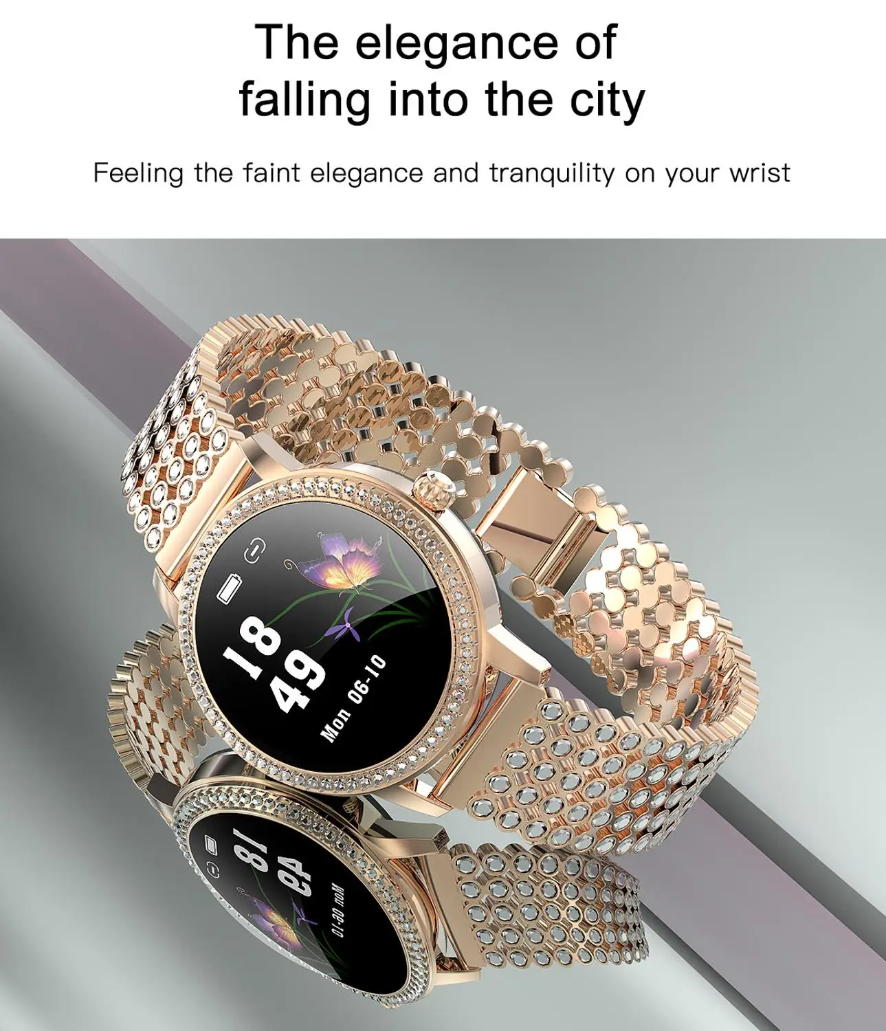 

Diamond-studded Smart Watch 2020 Women Lovely Steel Watches IP68 Waterproof Bracelet Heart Rate LW20 Smartwatch Gift For Lover