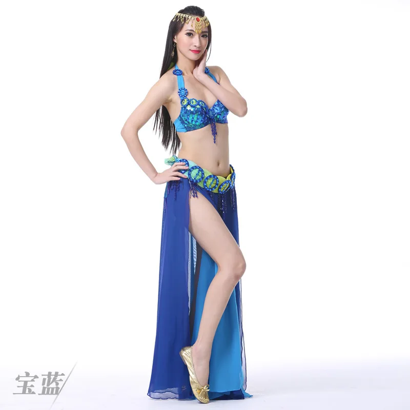 Royal blue 3 шт./компл. костюмы для танца живота Восточные Танцевальные Костюмы для танца живота карнавальные танцевальные костюмы#866 - Цвет: Royal blue