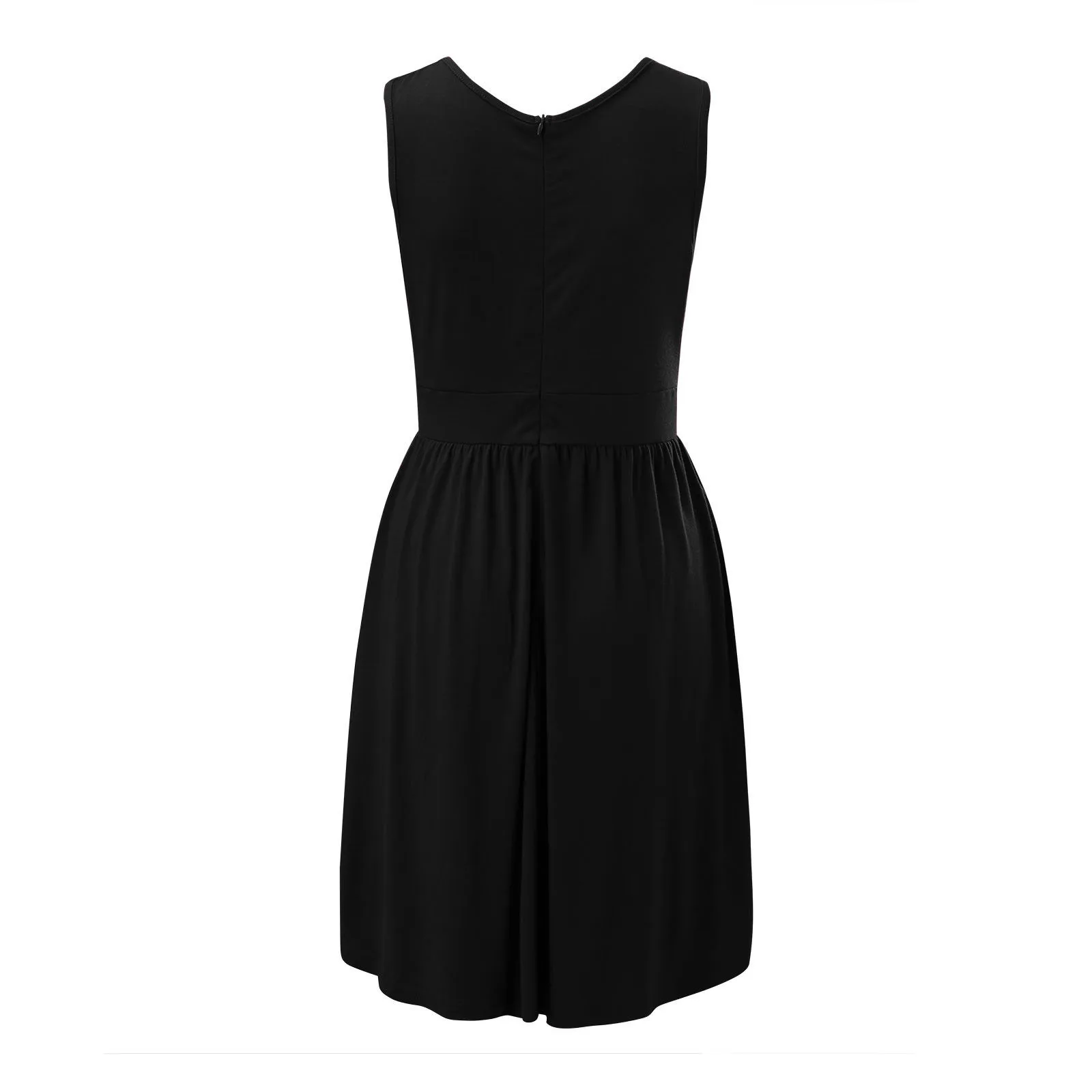 

Dresses Woman Summer 2021 Casual Solid Color Sleeveless V-neck Button Frill With Pocket Dress Woman Loose Party Dress#35