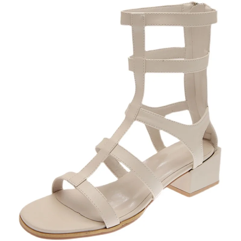 

Open Toe Female Sandal All-Match Black Shoes for Women Block Heels Med 2021 Summer Peep Girls Beige Chunky Clear Comfort Square