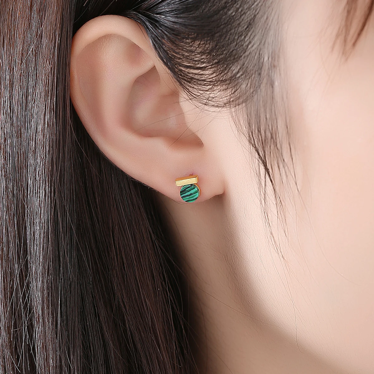 

SANYU Brush Solid 925 Sterling Silver Post Dainty Mini Bar Stud Earrings for Women Fine Jewelry Round Turquoise Brincos SE0379