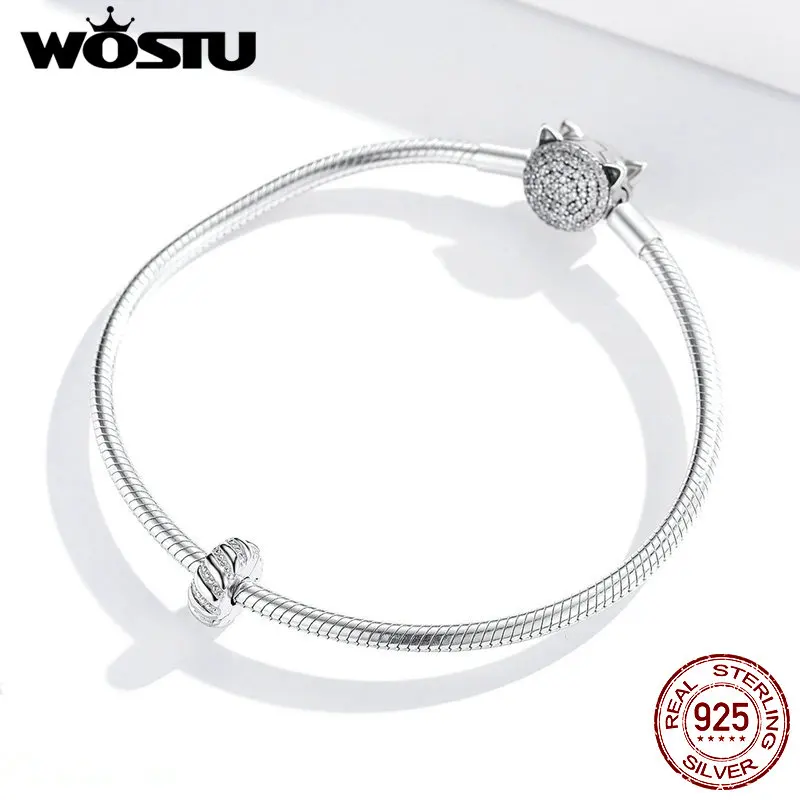 WOSTU 925 пробы серебряные шармы бусины обертывание циркониевые амулеты Бусины