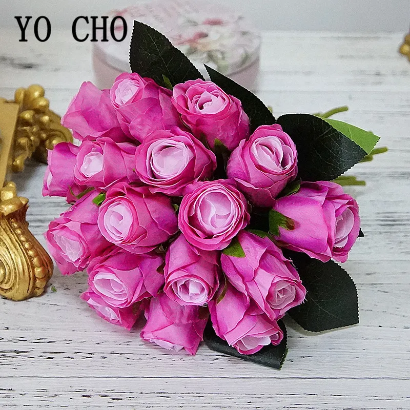 YO CHO Искусственные розы из шелка 18 штук