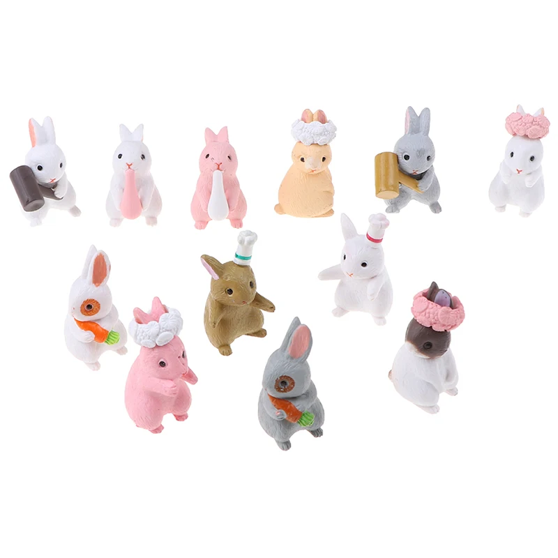 

3pc/lot Cartoon Rabbit action Figures animal model Family Miniature Figurine DIY Clearance Sale Gift