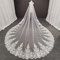 real photos long lace bridal veil with comb 3 5 meters 1 layer cathedral white iovry wedding veil wedding accessories 2020