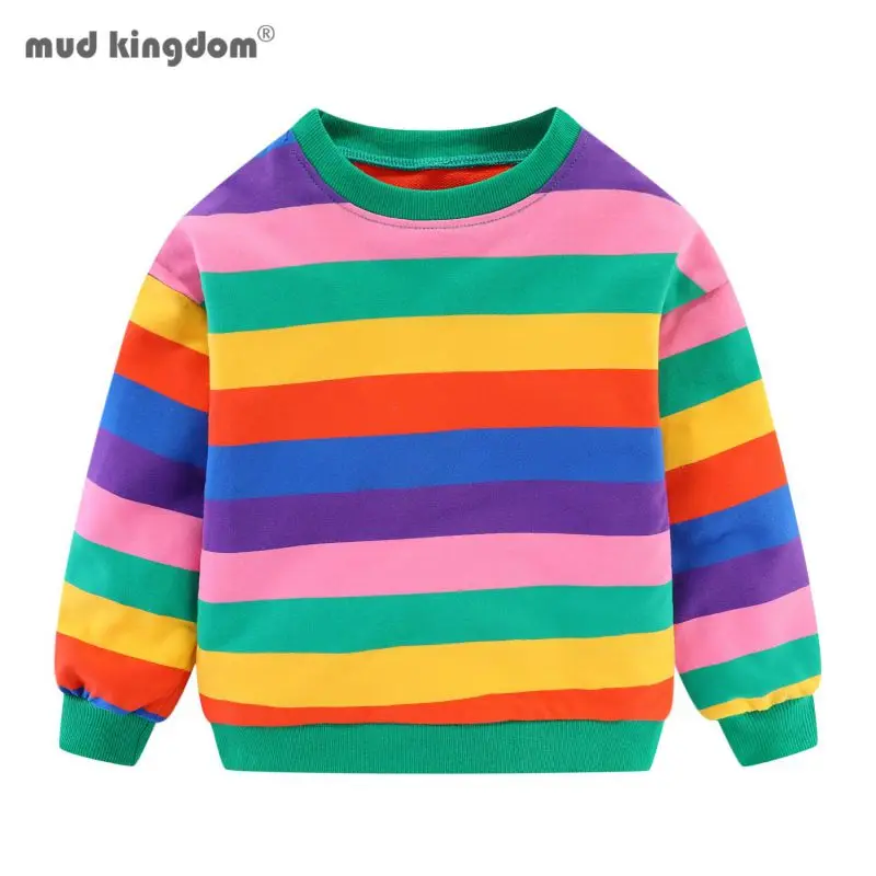 Mud Kingdom Little Girls Sweatshirt Collared Cute Rainbow