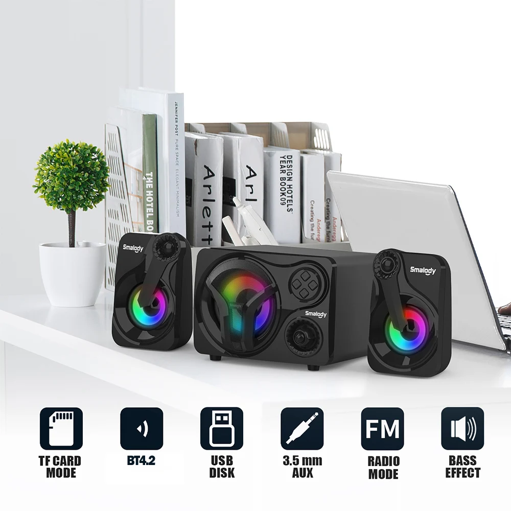 Smalody YXSM8030 BT Динамик s питаемые через USB порт 3 5 мм проводной сильный бас 20 Вт