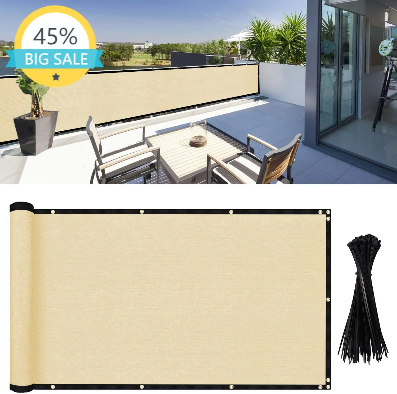 

Balcony Privacy Screen Cover Fence Windscreen for Porch Deck, Outdoor, Balcony to Cover Sun Shade, UV-Proof, Weather-Resistant