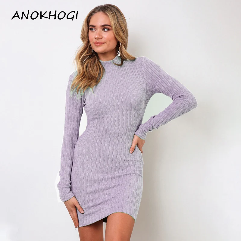 Бархатное осеннее Новое Женское Платье-футляр с длинным рукавом и открытой