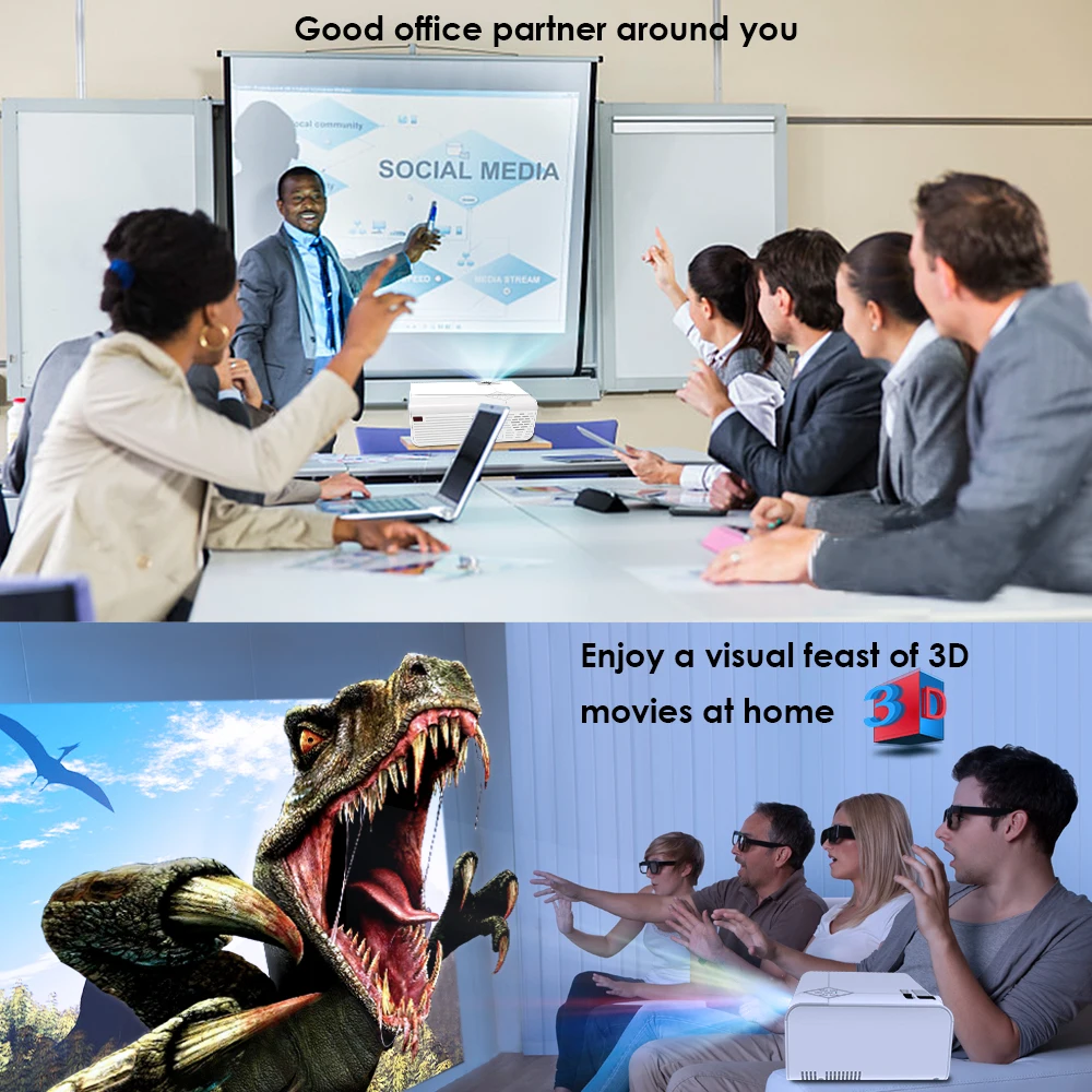 Мини проектор CRENOVA A13 (Android опционально) разрешение 1280*720P поддержка 4K Wi Fi 3D Bluetooth для