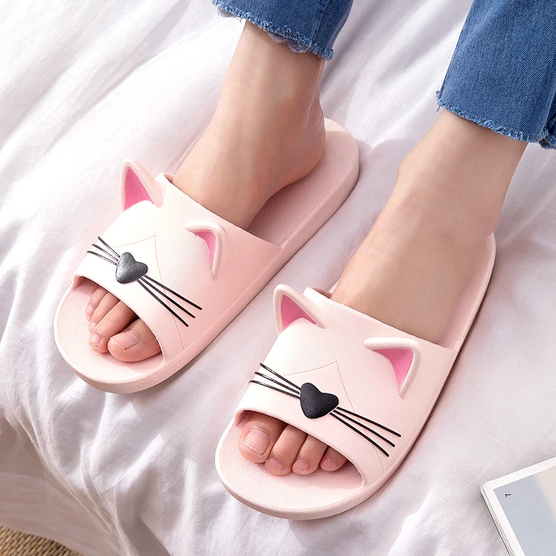 

Akexiya Women Summer Slippers Beach Slide Sandals Cartoon Cats Flip Flops Soft Sole Comfortable Men Couple Ladies Bathe Shoes
