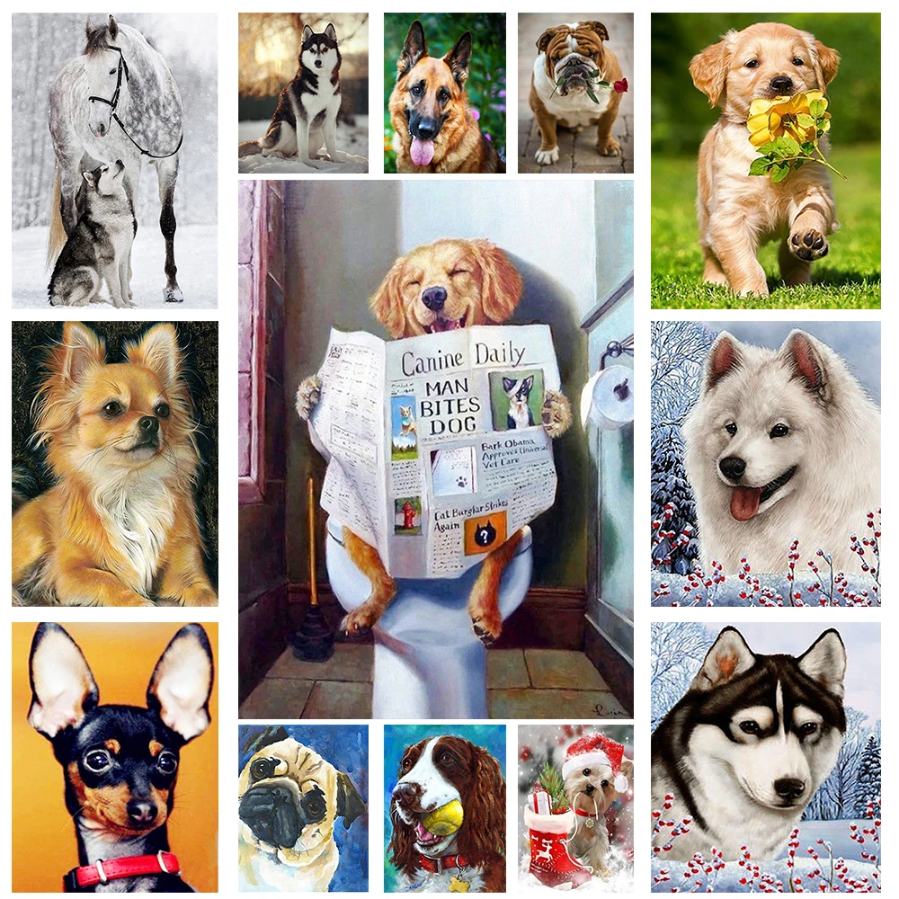 

Diamond Painting Dog Full Round Diamond 5D DIY Diamond Embroidered Animal Mosaic for Sale Rhinestone Artist Home Christmas