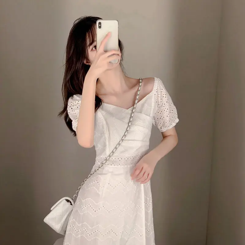 

Dress 2020 new skirt waist show thin temperament Zhixun skirt Platycodon grandiflorum skirt Retro Mid long dress women