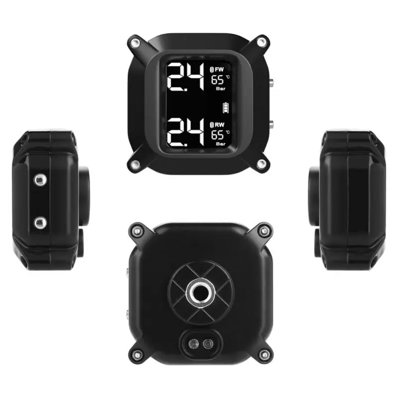 

External Tire Pressure Sensor Motorcycle Wireless TPMS Tire Pressure Monitor System With 2 External Sensors