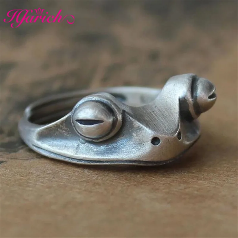 Винтаж серебро Цвет лягушка кольцо для Для женщин художественный дизайн ретро