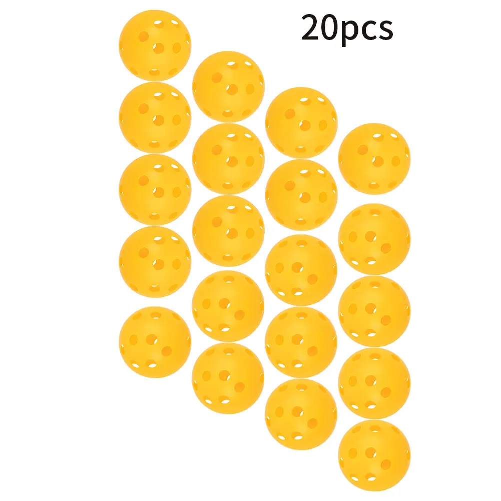 

20PCS 42mm Practice Golf Ball Pickleball Hollow Plastic Training Balls With Hole Airflow For Swing Practice Indoor Outdoor Sport