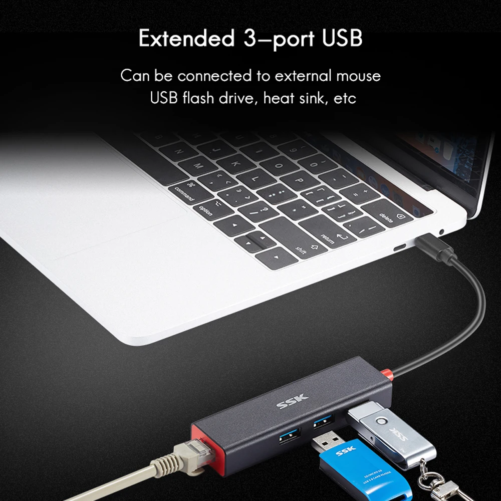 USB C концентратор SSK Type для расширенного 3 портового 0 адаптера док станции с портом