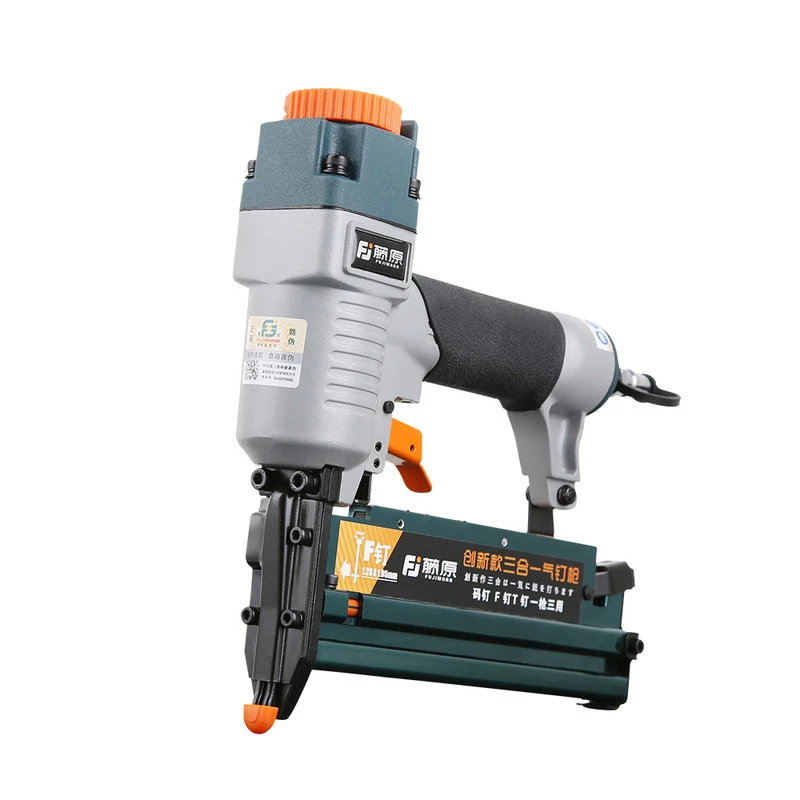 1PC 3-in-1 DIY Pneumatic Nail Gun For F/T Nail 440K Nail Universal Air Nailer Woodworking Air Stapler Home Carpentry Decor Tool