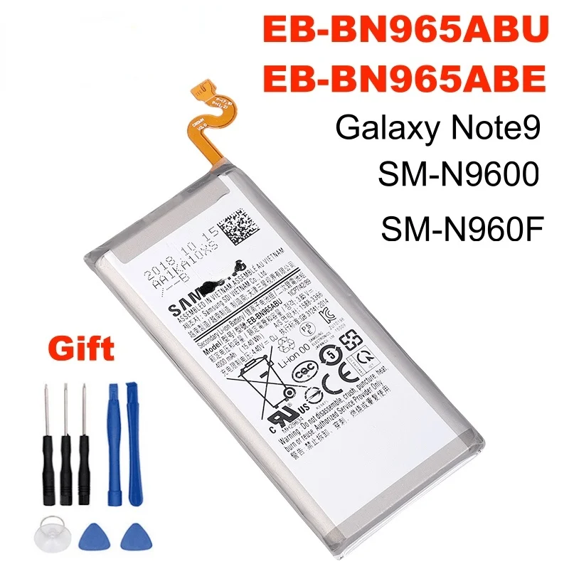

Оригинальная деталь, Аккумулятор Емкостью 4000 мАч для Samsung Galaxy Note9, Note 9, EB-BN965ABU N960F, N960U, N960N, N960W + Инструменты