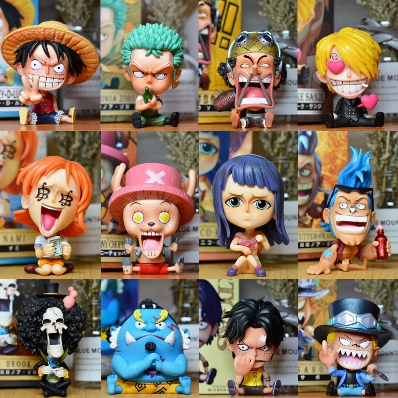 

One Piece Straw Hat Pirate Group Luffy, Sabo, Zoro, Ace Chopper, Nami, Sanji, Q Version Doll Model Decoration Anime Characters