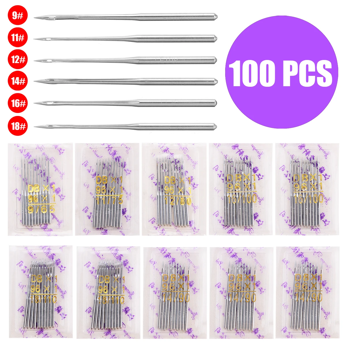 100 шт Швейные иглы швейная машина DIY нить Бытовая универсальная стальная все
