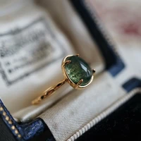 lamoon natural green moss agate ring for women vintage gemstone rings 925 sterling silver gold plated jewelry accessories ri007