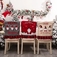 new christmas decorative product 2021 plaid chair back cover embroidered faceless elderly chair cover for christmas family party